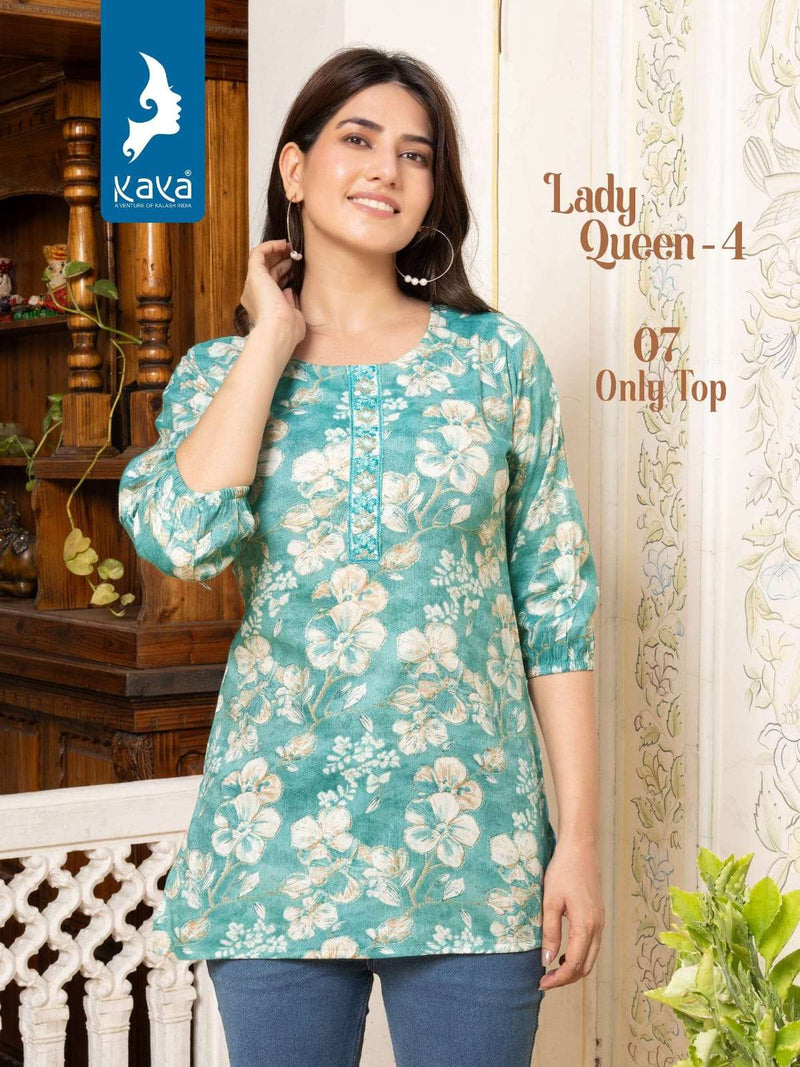 Kaya Lady Queen Vol 4 Rayon Daily Wear Fancy Short Kurti Set