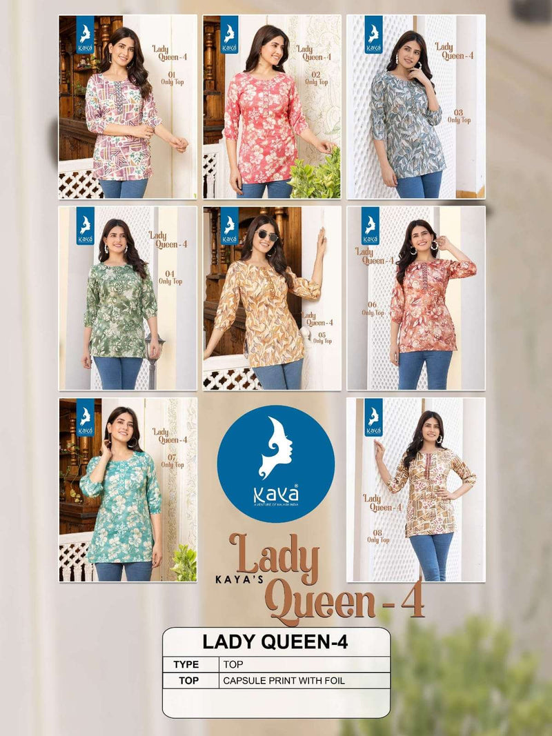 Kaya Lady Queen Vol 4 Rayon Daily Wear Fancy Short Kurti Set