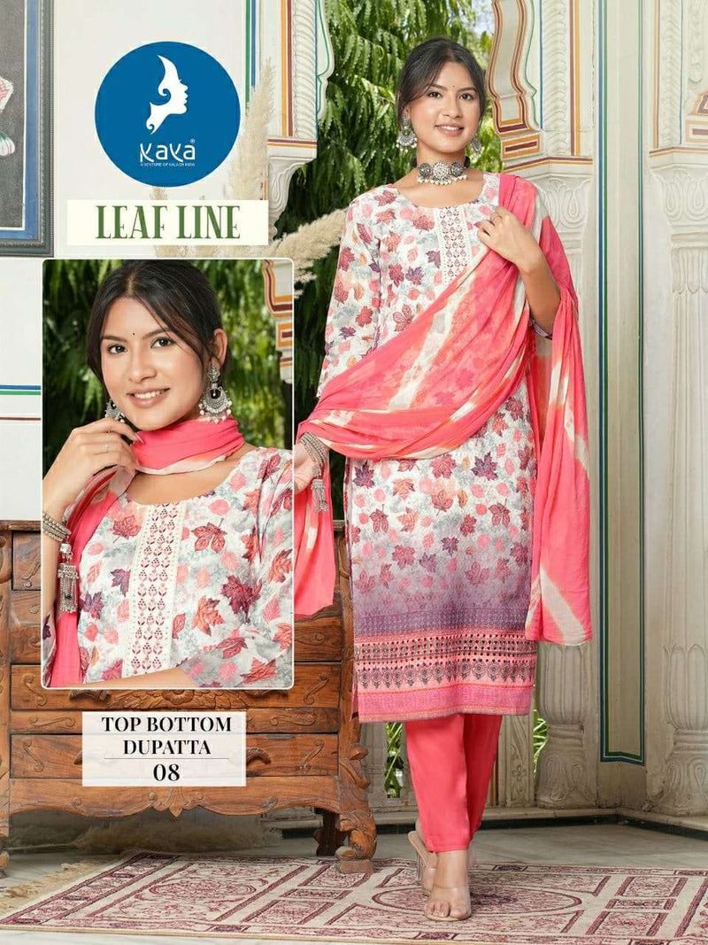 Kaya Leaf Line Cotton Chicken Digital Print Kurti With Nazneen Dupatta Combo Set