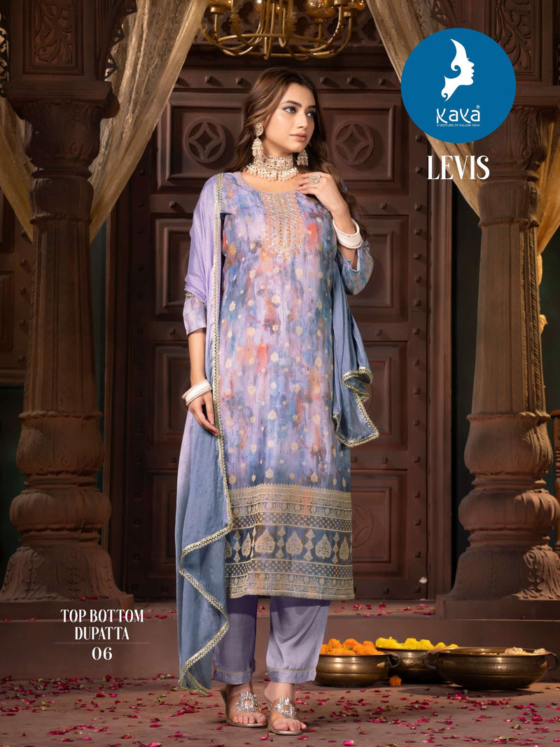 Kaya Levis Silk Jacquard Fancy Kurti Pant Dupatta Set