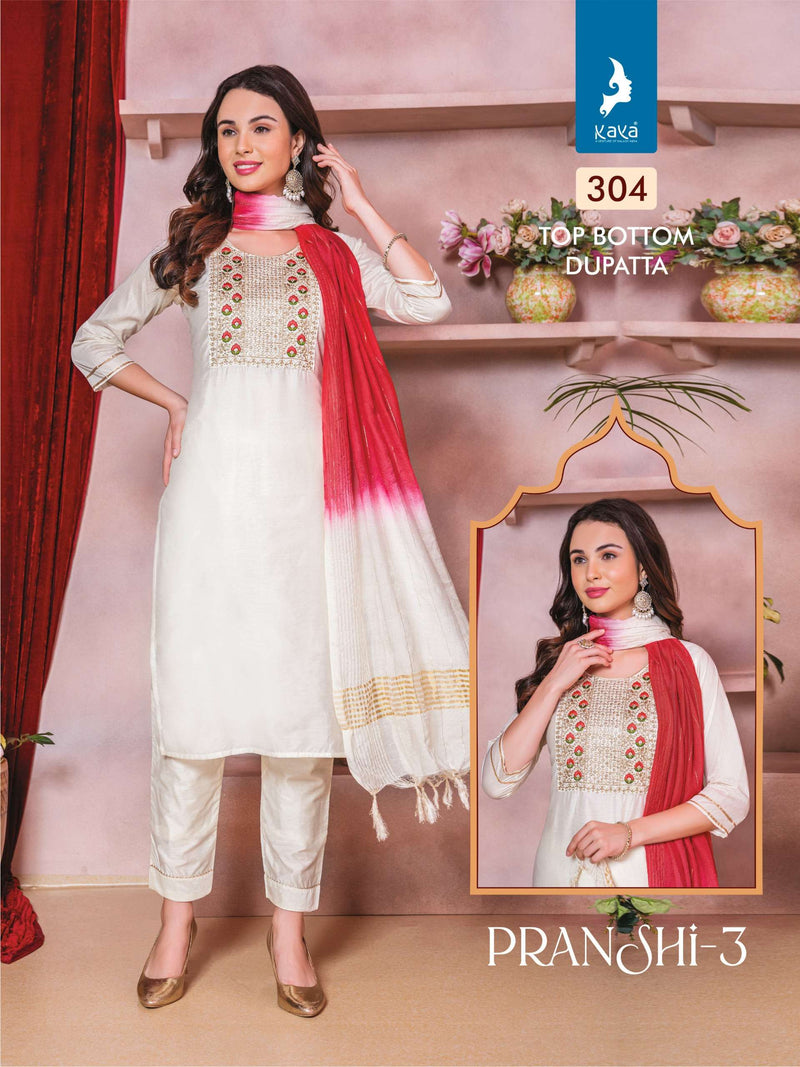 Kaya Pranshi Vol 3 Chanderi Silk Casual Wear Beautiful Kurti Pant Dupatta Set