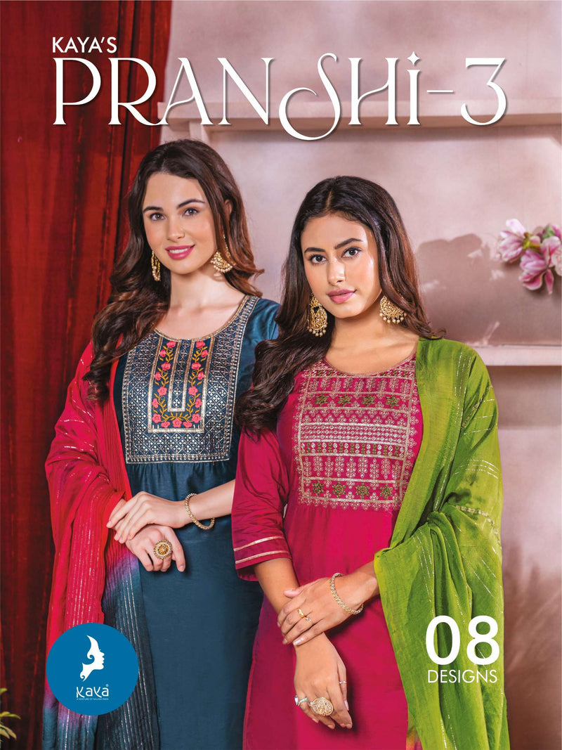 Kaya Pranshi Vol 3 Chanderi Silk Casual Wear Beautiful Kurti Pant Dupatta Set