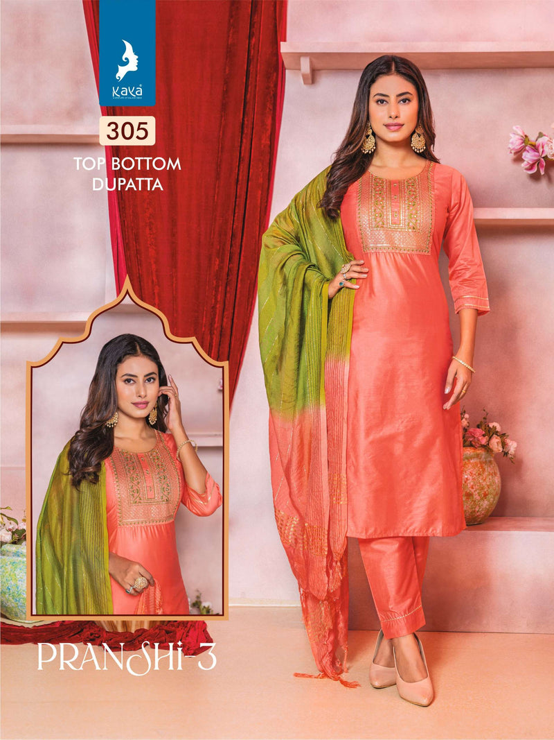 Kaya Pranshi Vol 3 Chanderi Silk Casual Wear Beautiful Kurti Pant Dupatta Set