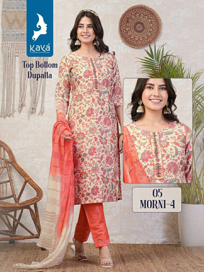 Kaya Morni Vol 4 Chanderi Silk Fancy Casual Wear Kurti Pant Dupatta Set