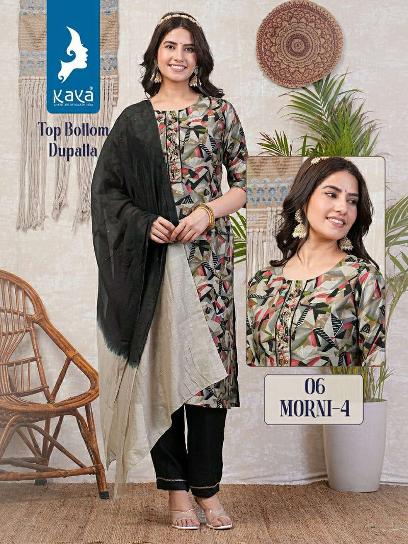 Kaya Morni Vol 4 Chanderi Silk Fancy Casual Wear Kurti Pant Dupatta Set