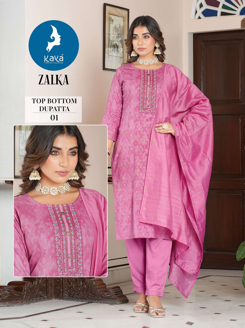 Kaya Zalka Rayon Casual Wear Kurti Pant Dupatta Set