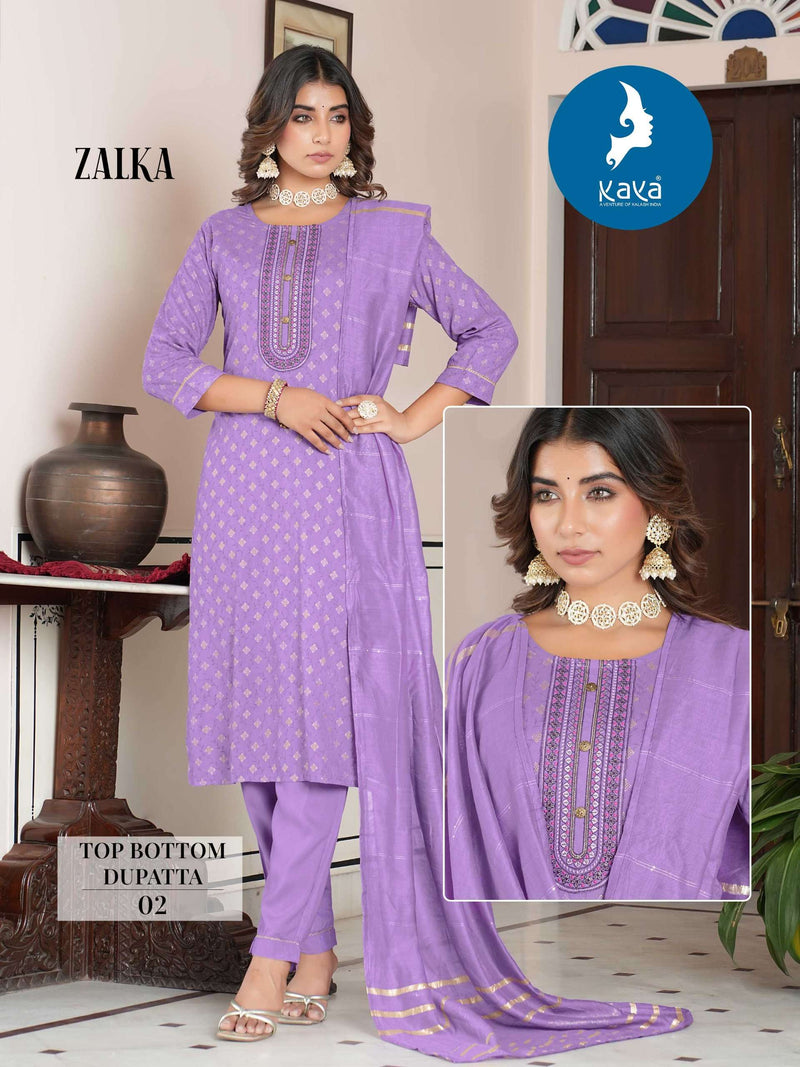 Kaya Zalka Rayon Casual Wear Kurti Pant Dupatta Set