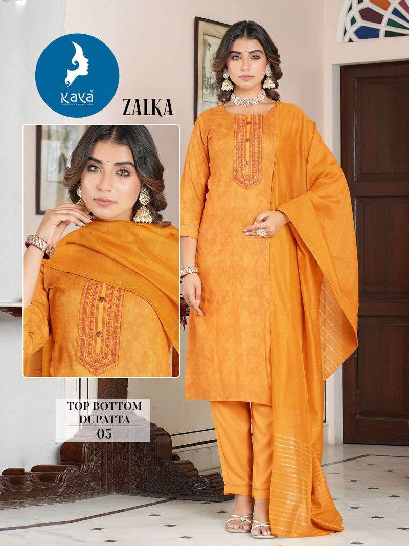 Kaya Zalka Rayon Casual Wear Kurti Pant Dupatta Set