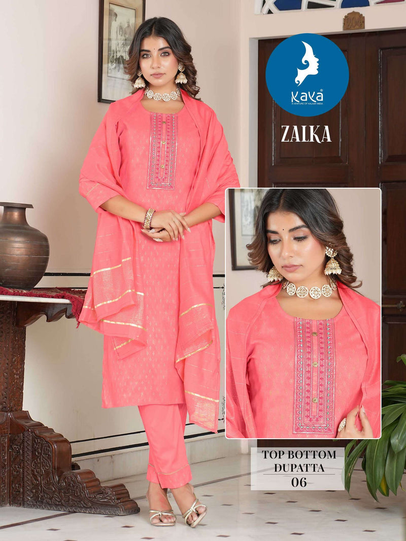 Kaya Zalka Rayon Casual Wear Kurti Pant Dupatta Set