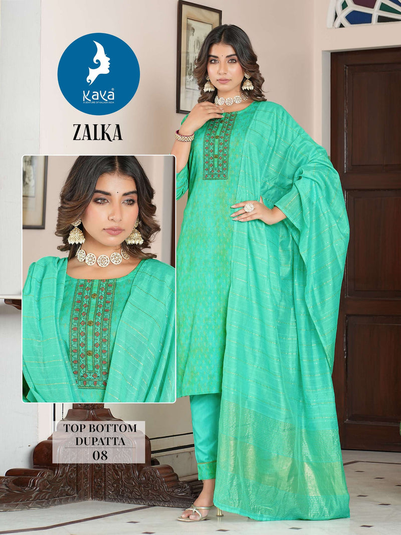 Kaya Zalka Rayon Casual Wear Kurti Pant Dupatta Set