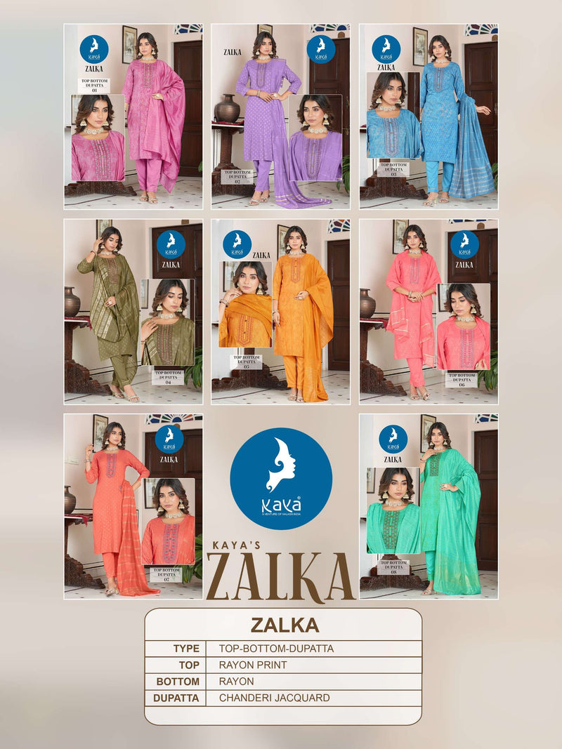 Kaya Zalka Rayon Casual Wear Kurti Pant Dupatta Set