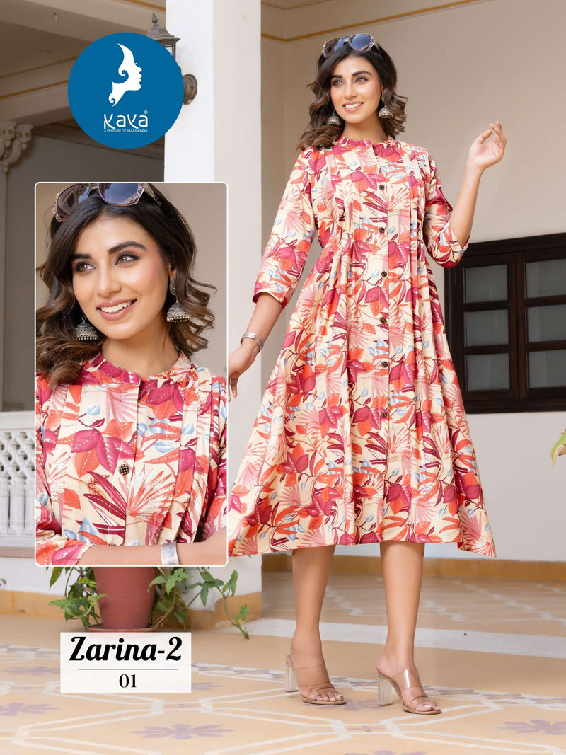 Kaya Zarina Vol 2 Chanderi  Foil Print Casualwear Anarkali Gown