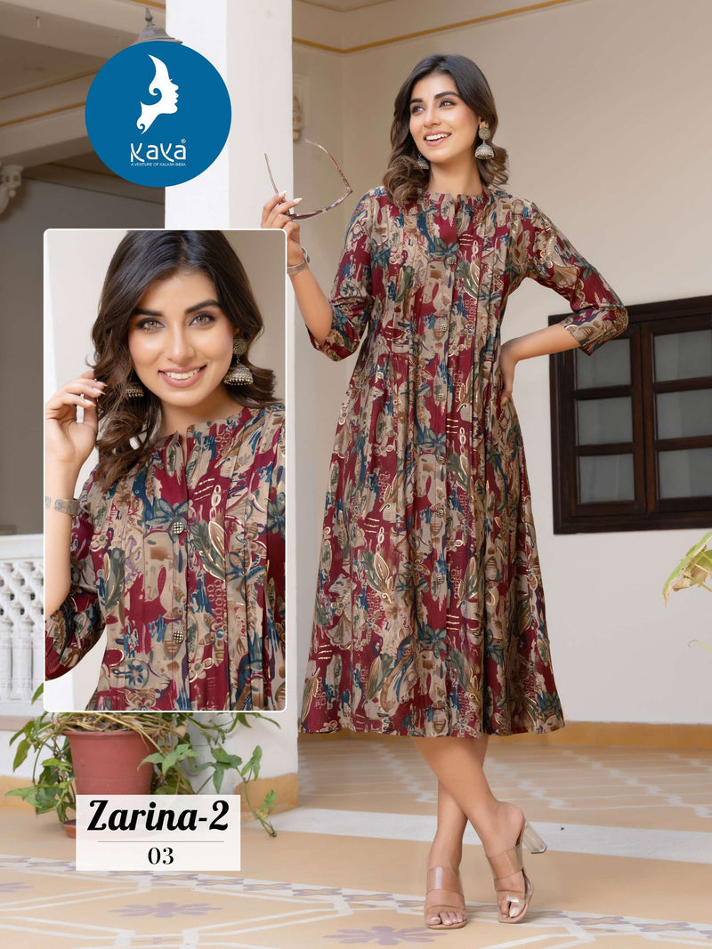 Kaya Zarina Vol 2 Chanderi  Foil Print Casualwear Anarkali Gown