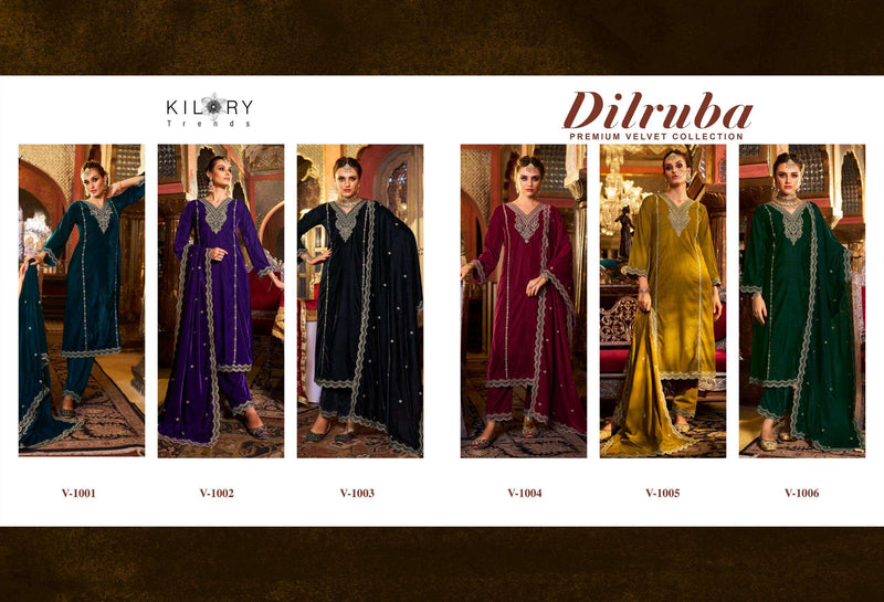 Kilory Trends Dilruba Velvet Coding Embroidery Work Party Wear Suit