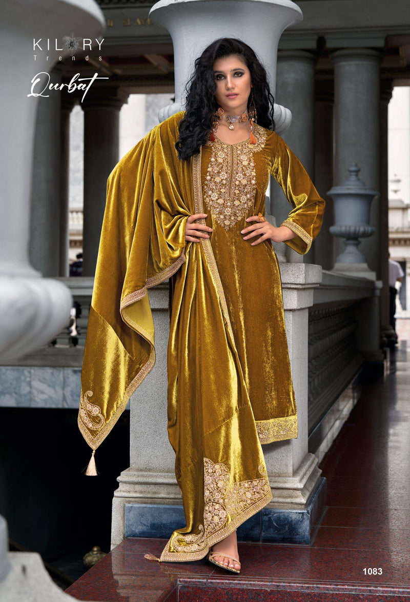 Kilory Trends Qurbat Velvet Coding Embroidery Work Party Wear Salwar Suit