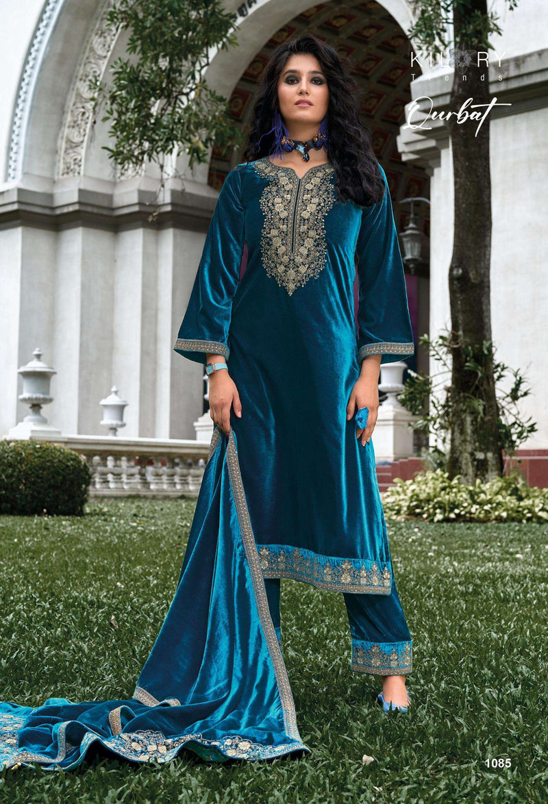 Kilory Trends Qurbat Velvet Coding Embroidery Work Party Wear Salwar Suit