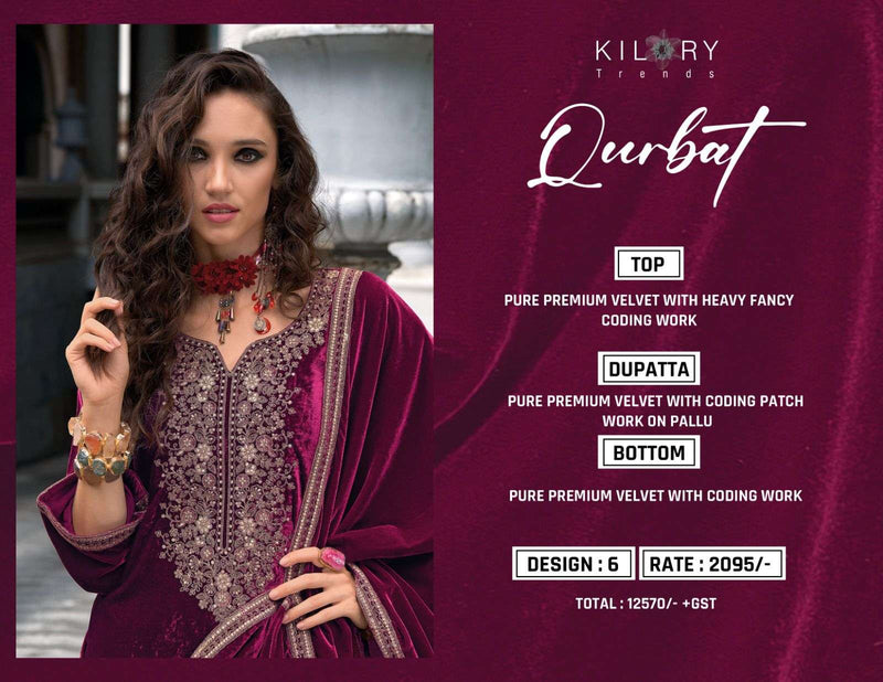 Kilory Trends Qurbat Velvet Coding Embroidery Work Party Wear Salwar Suit