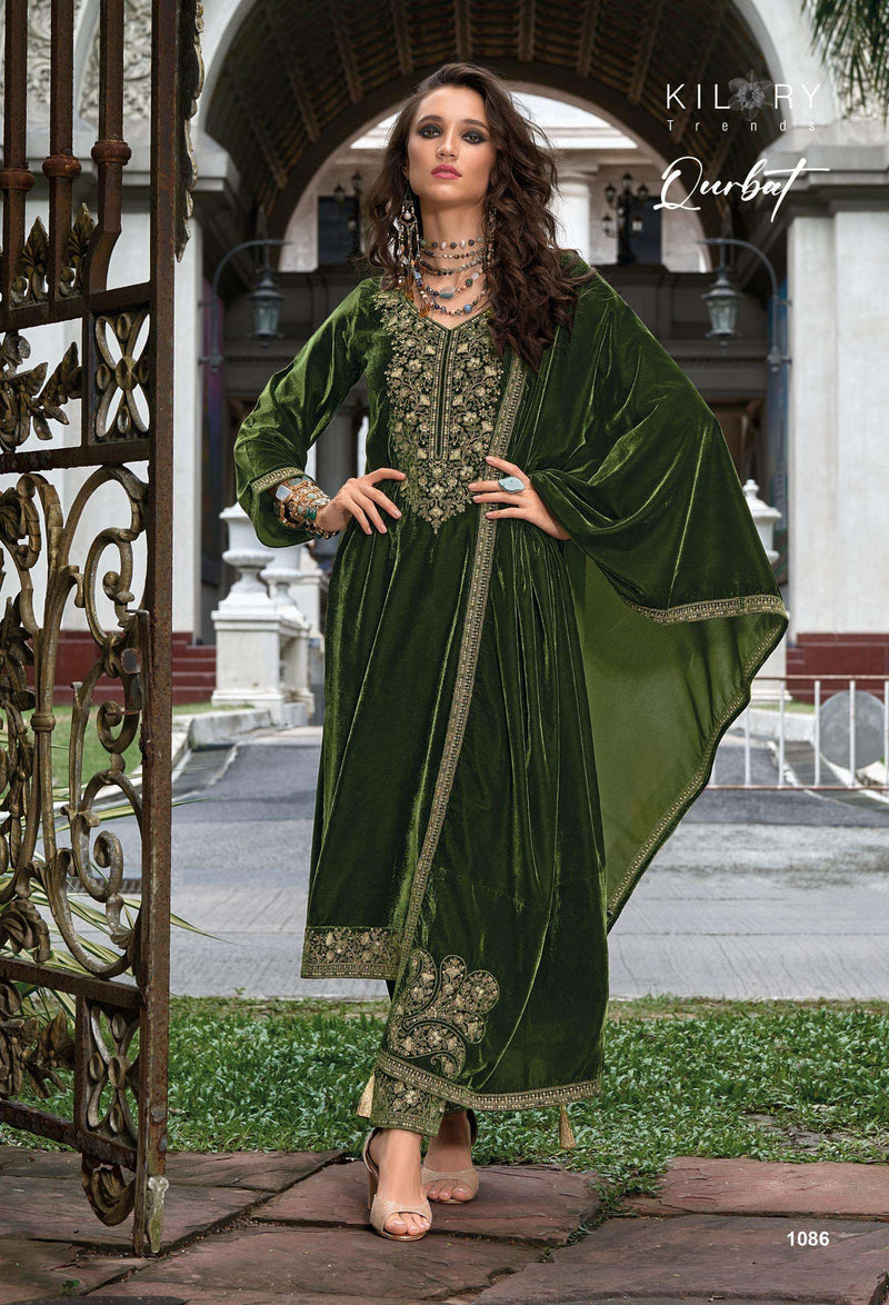 Kilory Trends Qurbat Velvet Coding Embroidery Work Party Wear Salwar Suit