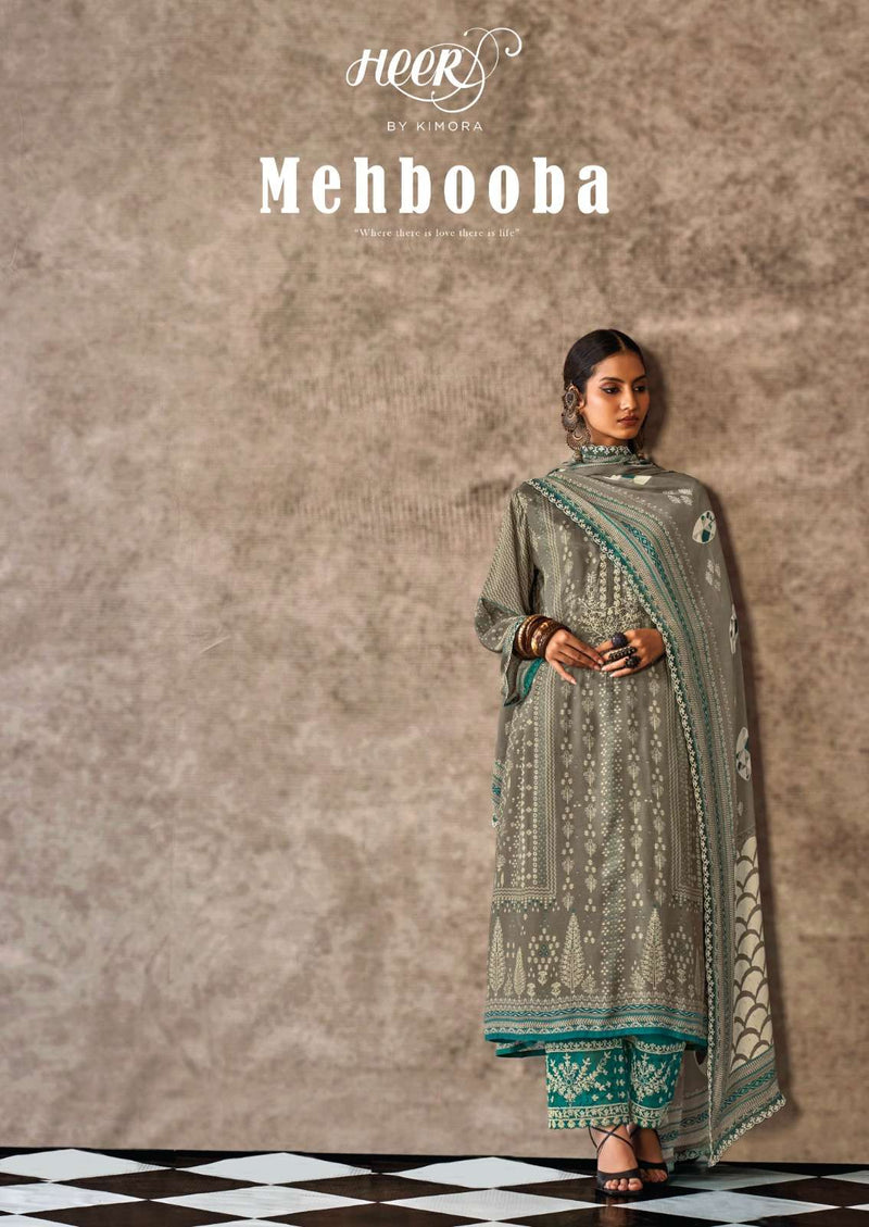 Kimora Mehbooba Muslin Digital Print With Dori Embroidery Unstitched Heavy Salwar Suit