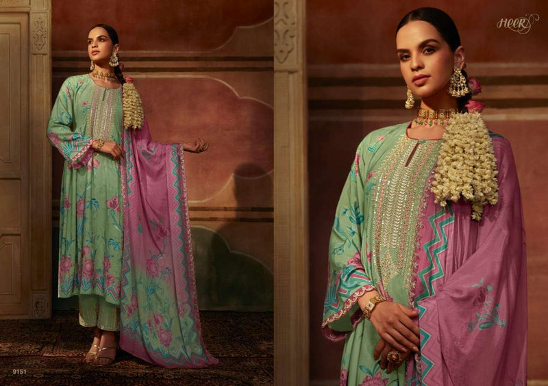 Kimora  Zulfa Muslin With Digital Print Embroidery On Neckline And Sleeves Partywear suit