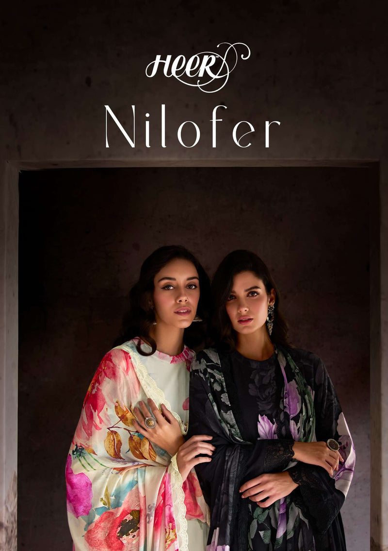 Heer Nilofer Muslin Digital Print Scalloped Resham Organza Embroidery Designer Party Wear Salwar Suit