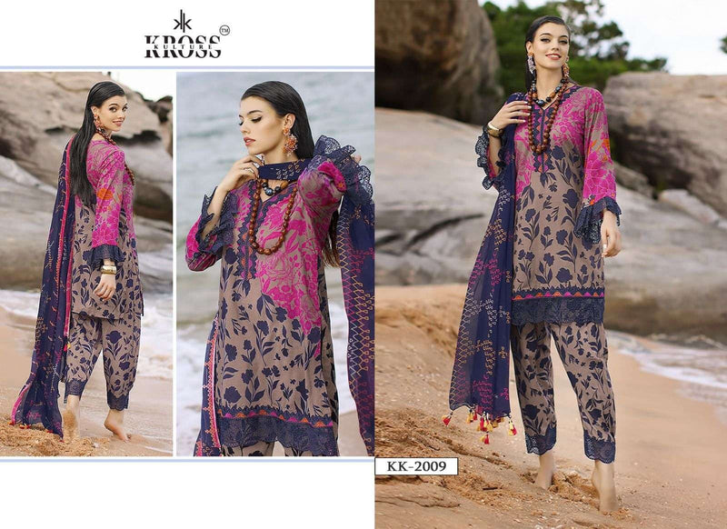 Kross Kulture Design No 2009 Cotton Print Embroidery Patches Fancy Suit