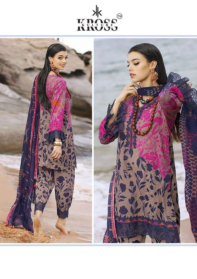 Kross Kulture Design No 2009 Cotton Print Embroidery Patches Fancy Suit