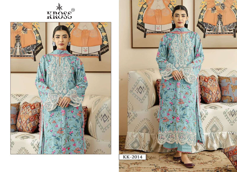 Kross Kulture Design No 2014 Cotton Print Embroidery Patches Suit