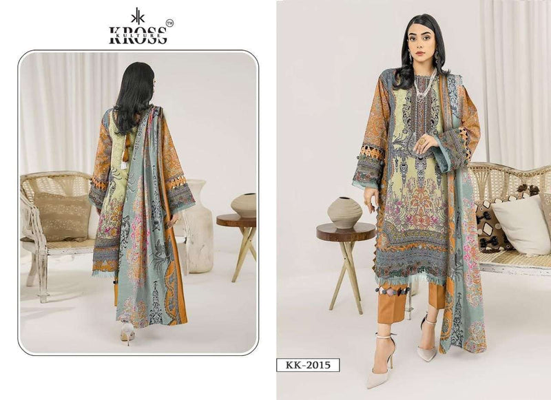 Kross Culture Design No 2015 Cotton Print Embroidery Patches Suit