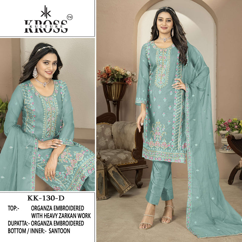 Kross Kulture Kk 130 Organza Embroidery Party Wear Suit