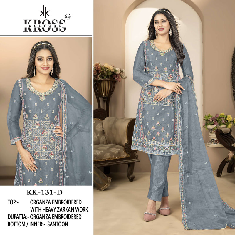 Kross Kulture Kk 131 Organza Embroidery Party Wear Suit