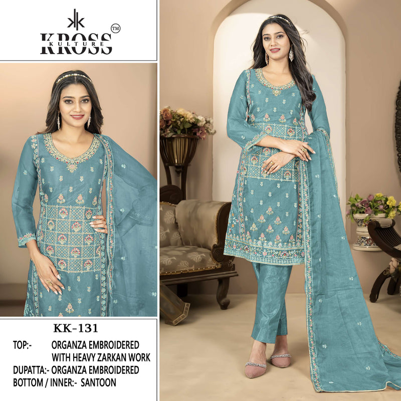 Kross Kulture Kk 131 Organza Embroidery Party Wear Suit