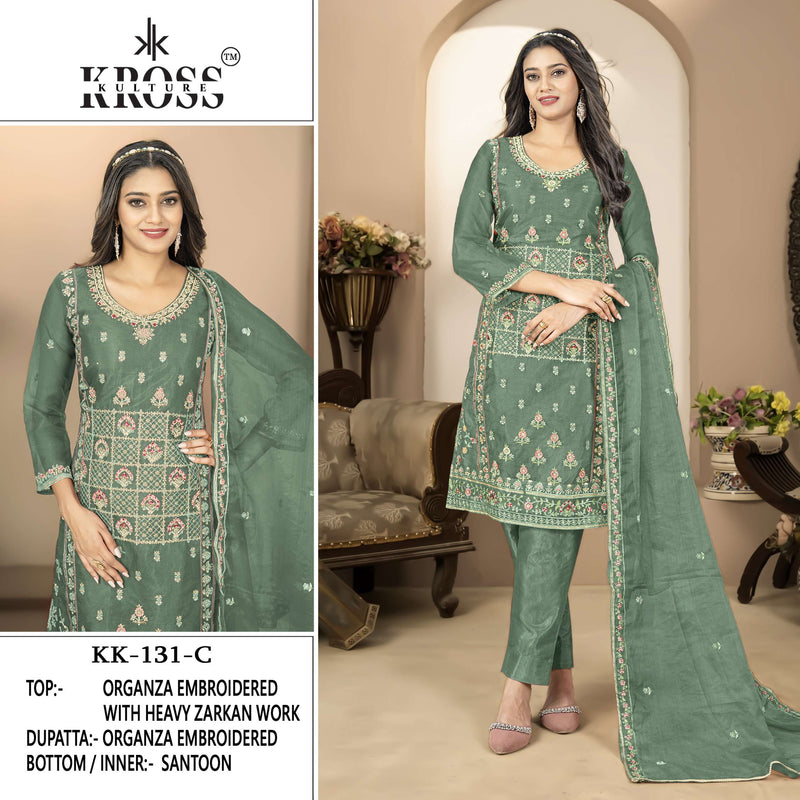 Kross Kulture Kk 131 Organza Embroidery Party Wear Suit