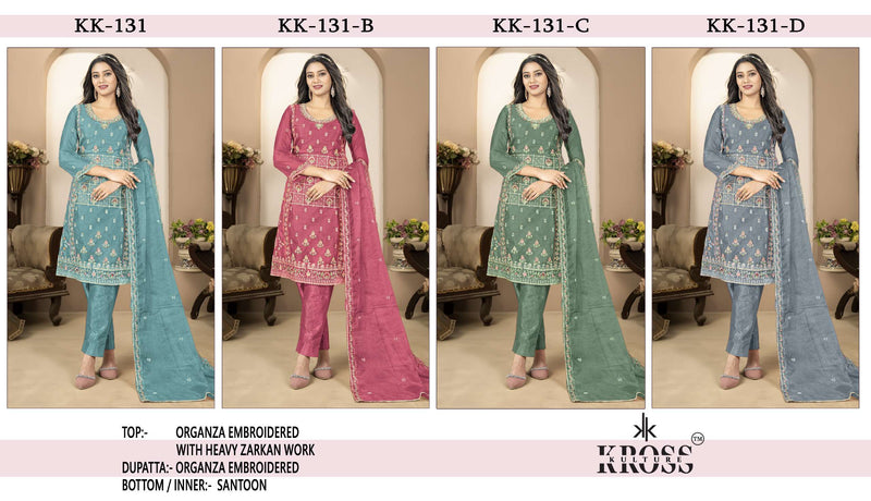 Kross Kulture Kk 131 Organza Embroidery Party Wear Suit