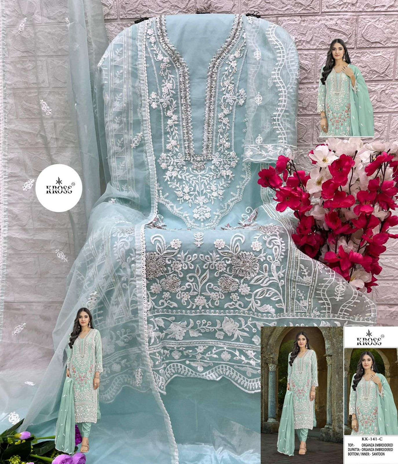 Kross Kulture Kk 141 Organza Embroidery Fancy Salwar Suit