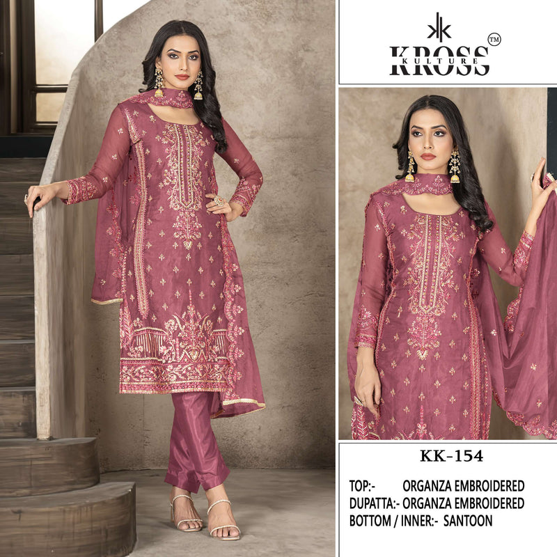 Kross Kulture Kk 154 Organza Embroidery Party Wear Suit