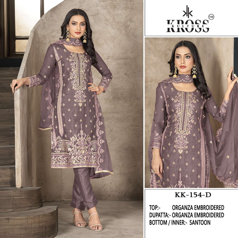 Kross Kulture Kk 154 Organza Embroidery Party Wear Suit