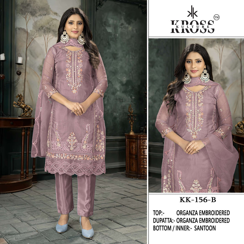 Kross Kulture Kk 156 Organza Embroidery Party Wear Suit