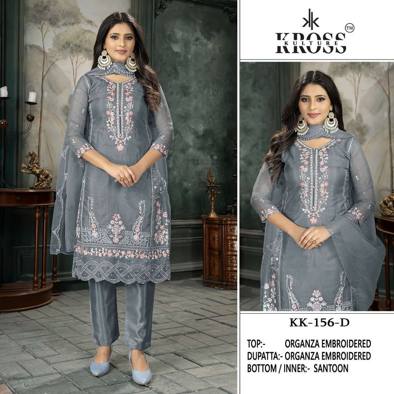 Kross Kulture Kk 156 Organza Embroidery Party Wear Suit