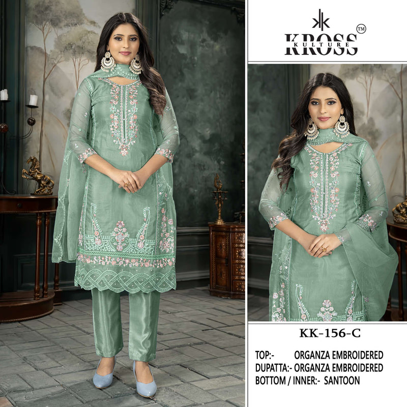 Kross Kulture Kk 156 Organza Embroidery Party Wear Suit