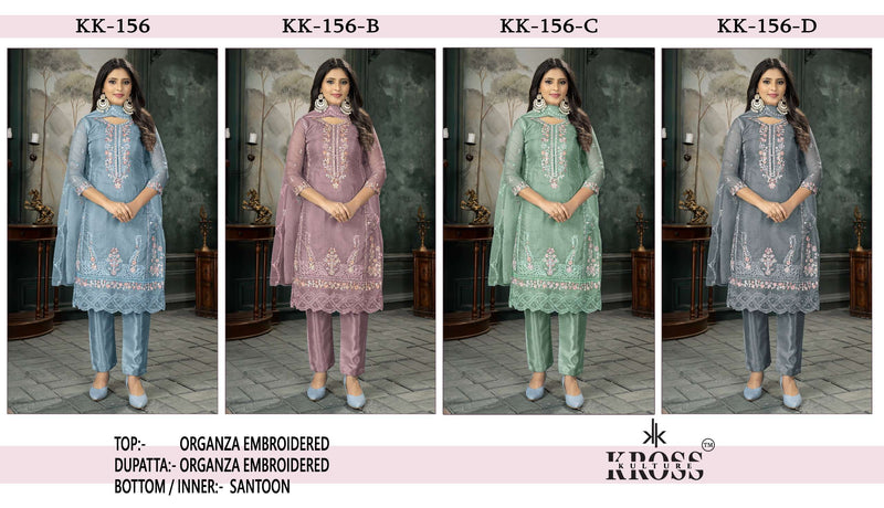 Kross Kulture Kk 156 Organza Embroidery Party Wear Suit