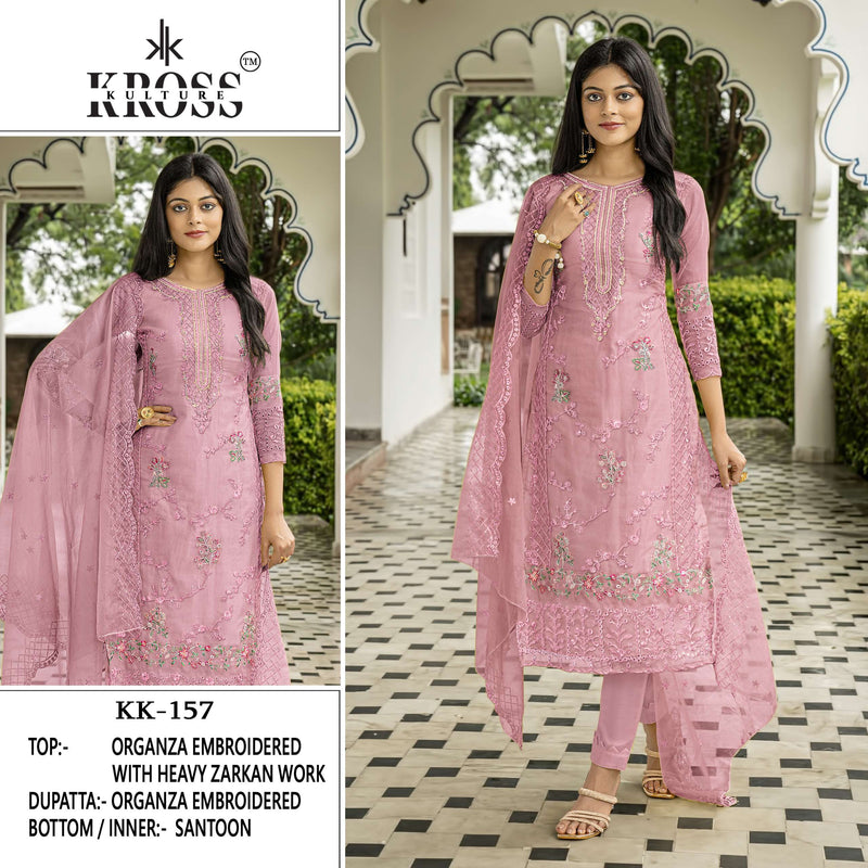 Kross Kulture Kk 157 Organza Embroidery Party Wear Suit