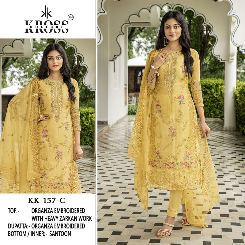 Kross Kulture Kk 157 Organza Embroidery Party Wear Suit