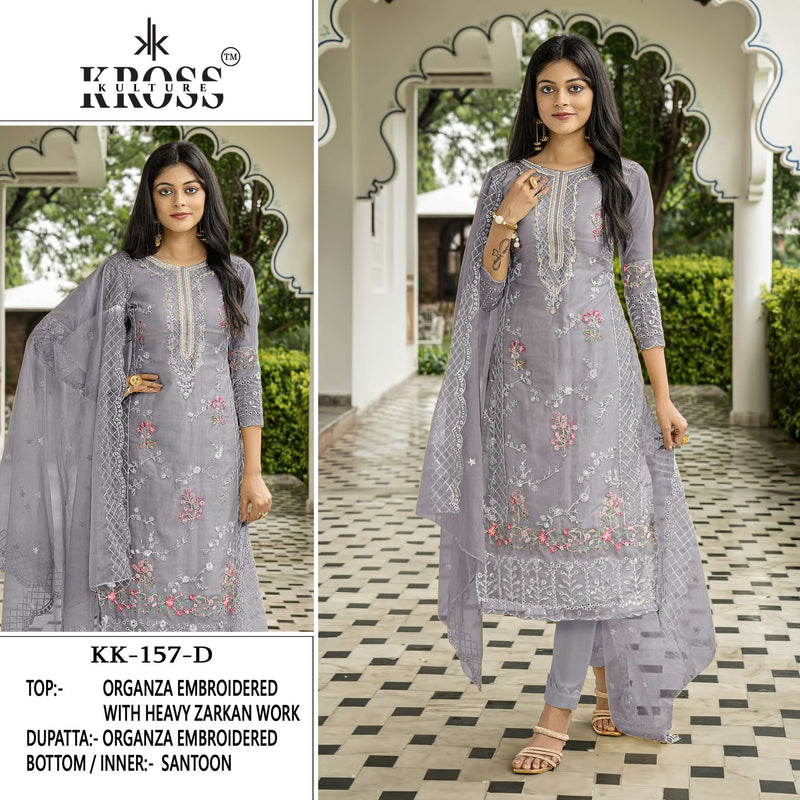 Kross Kulture Kk 157 Organza Embroidery Party Wear Suit