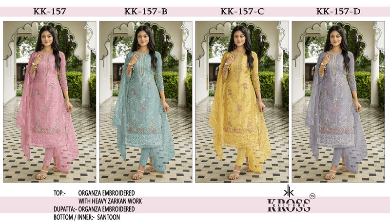 Kross Kulture Kk 157 Organza Embroidery Party Wear Suit