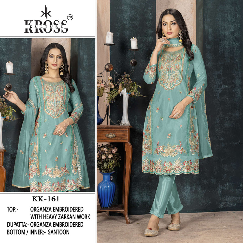 Kross Kulture Kk 161 Organza Embroidery Party Wear Suit