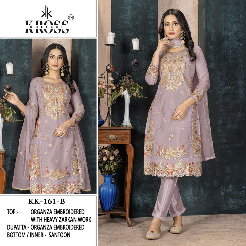 Kross Kulture Kk 161 Organza Embroidery Party Wear Suit