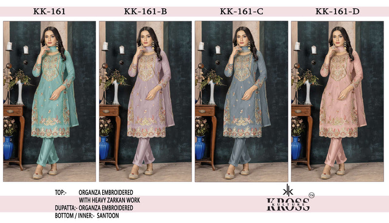 Kross Kulture Kk 161 Organza Embroidery Party Wear Suit