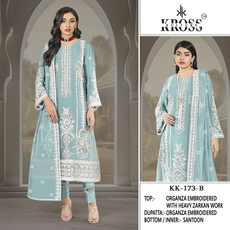 Kross Kulture Kk 173 Organza Embroidery Party Wear Suit