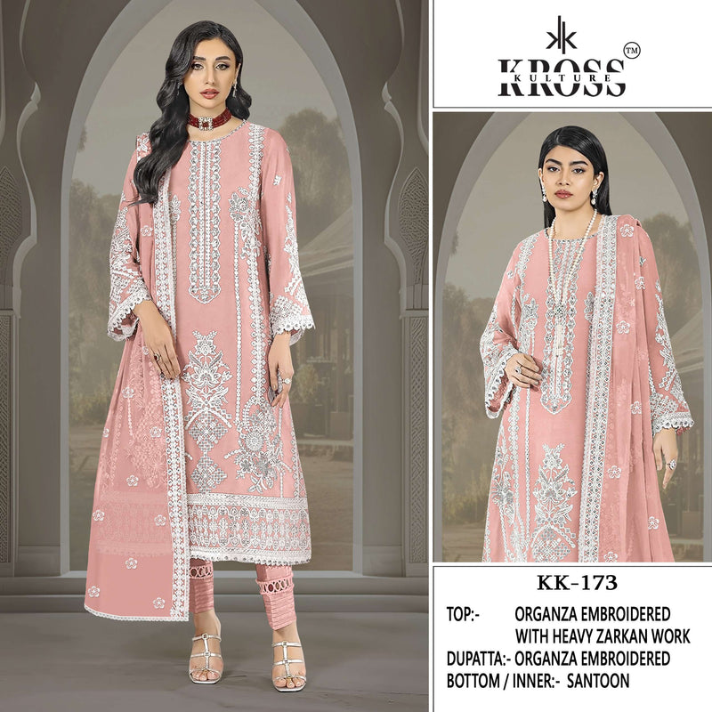 Kross Kulture Kk 173 Organza Embroidery Party Wear Suit